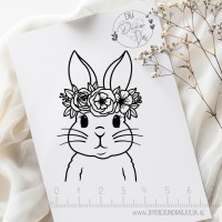 Stempel Hase mit Blumenkranz