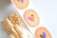 Sticker Oval Duo Heart Gold veredelt