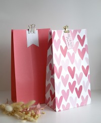 Geschenktüte mit Blockboden Pink/Hearts 3