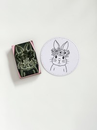 Stempel Hase mit Blumenkranz 2