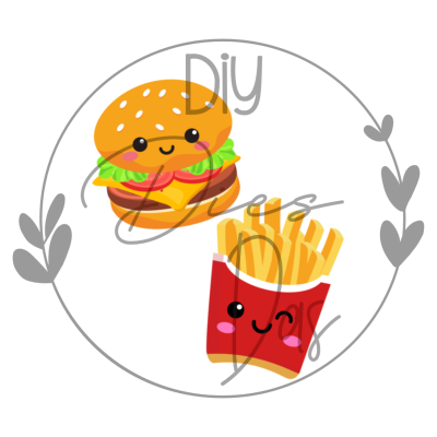 Sticker Pommes &amp; Burger - 4 cm Channy &amp; the Gang