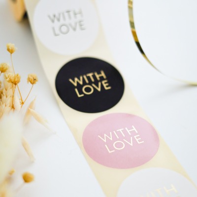 Sticker WITH LOVE Gold veredelt - 5 cm