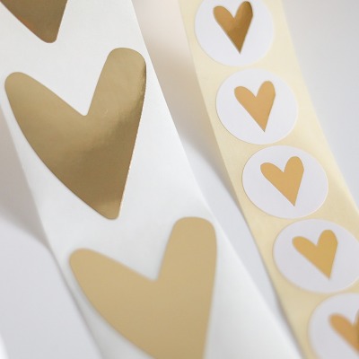 Sticker Herzen Gold veredelt - 4,3 x 5 cm | 2,6 cm