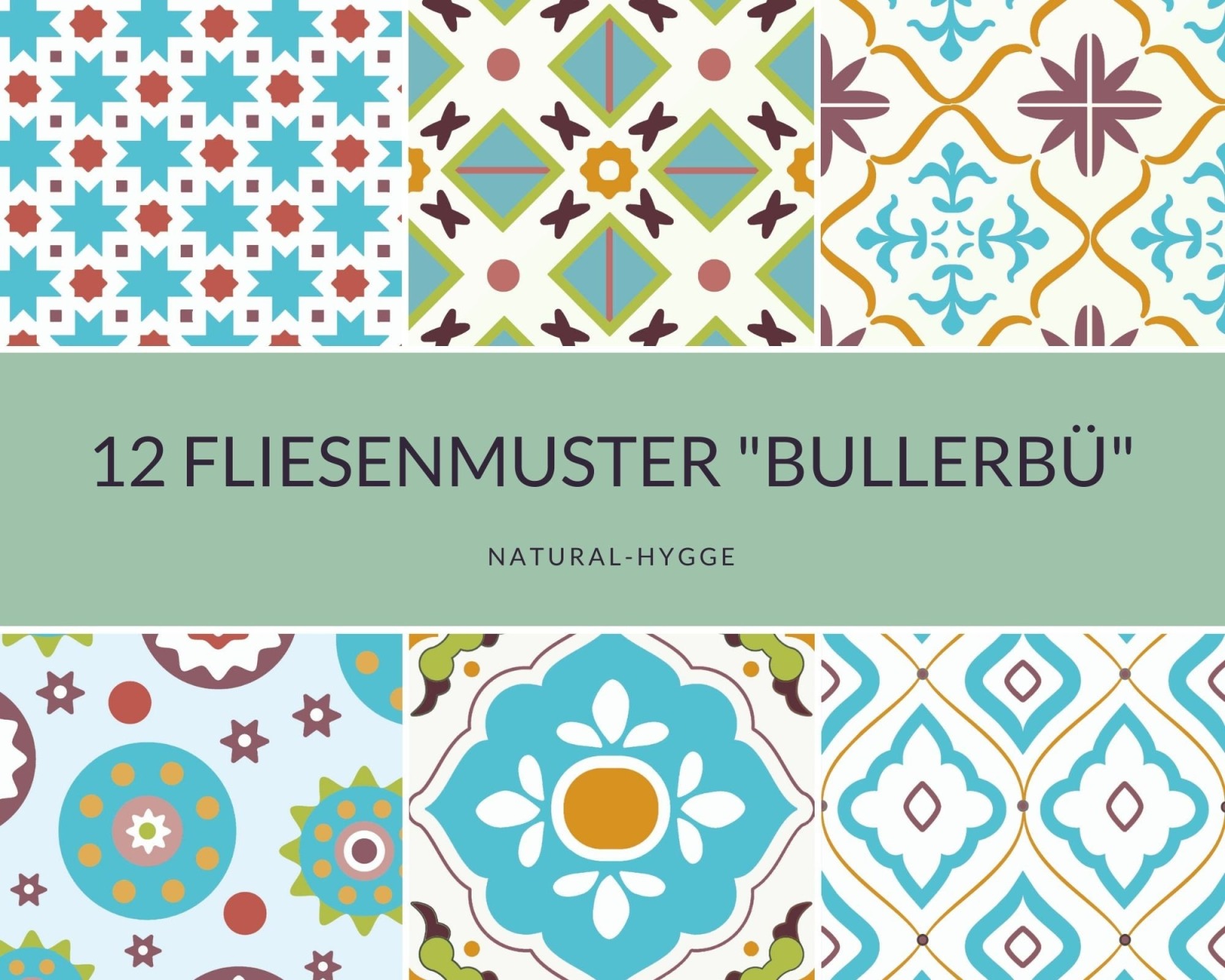 Laserausdruck: Fliesenmuster Bullerbü, No. 02 - 12 Muster