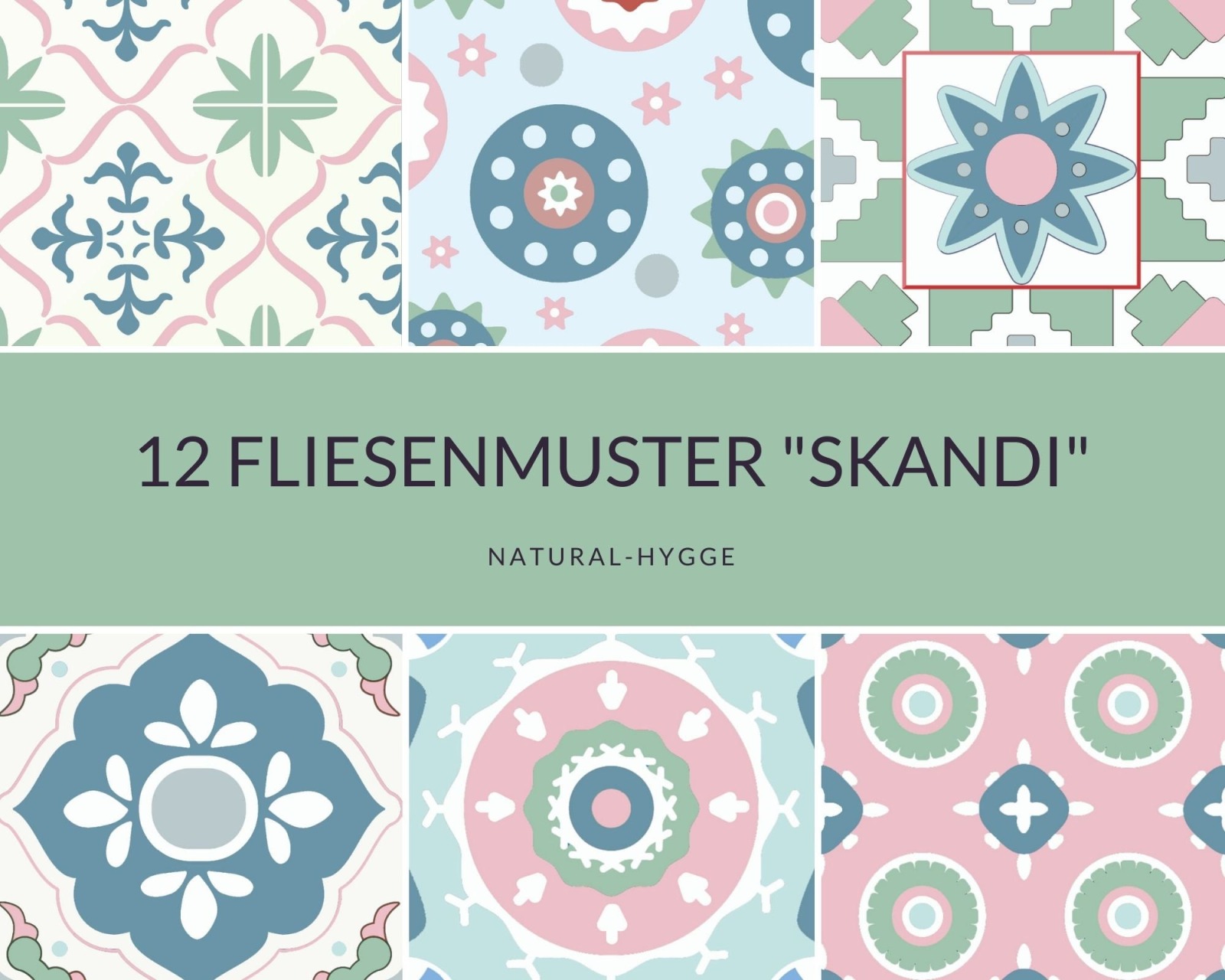 Download 12 Fliesenmuster Scandi No. 1a für Fototransfertechnik 2