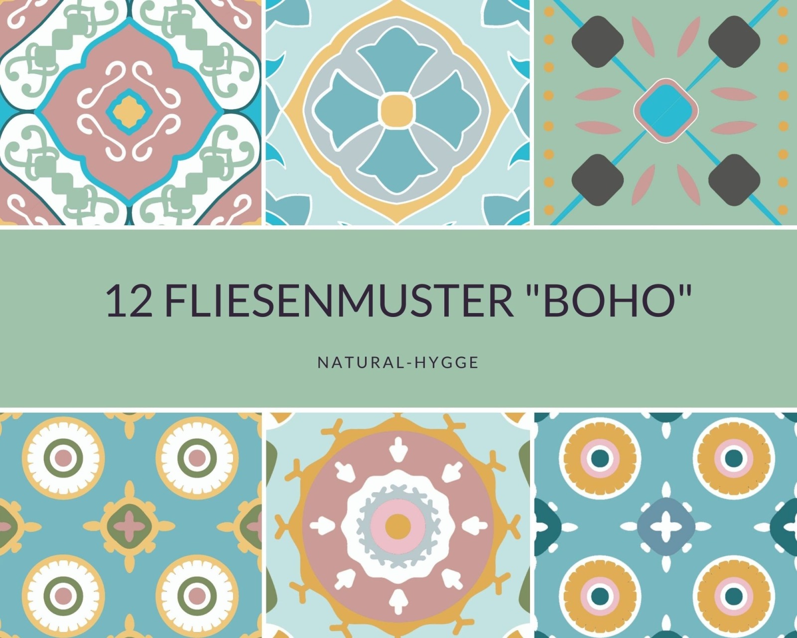 Download 12 Fliesenmuster Boho No. 1 für Fototransfertechnik 2