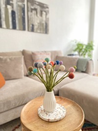 Handgefilzte Kugel-Blume, verschiedene Farben, 2 cm &amp; 3 cm