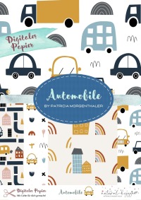 Digitales Papier mit niedlichen Autos und Häusern: Perfekt für kreative Projekte 2