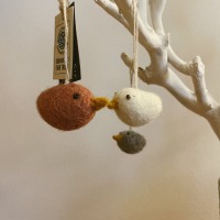 3er Set Mini-Vögel aus Filz, handgefilzt aus Schurwolle
