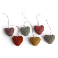 6er-Set handgefilzte Herzen aus Schurwolle, Farbe: bunt 2