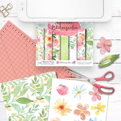 Digitales Papier Set Blüten-Zauber - zur individuellen Gestaltung von Glückwunschkarten, für