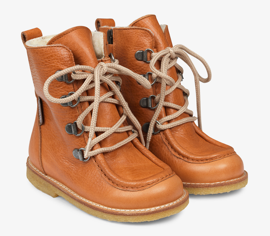 TEX-Boot with Zipper and Lace Cognac