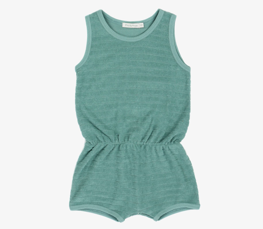 Striped Frotte Playsuit SEA GLASS 2