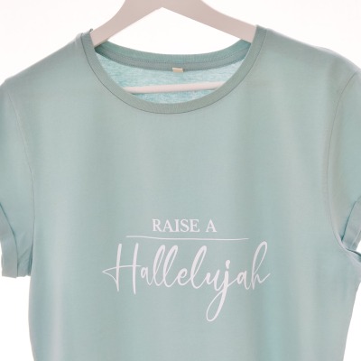 Damen T-Shirt Raise a Hallelujah - mint - rolled sleeve