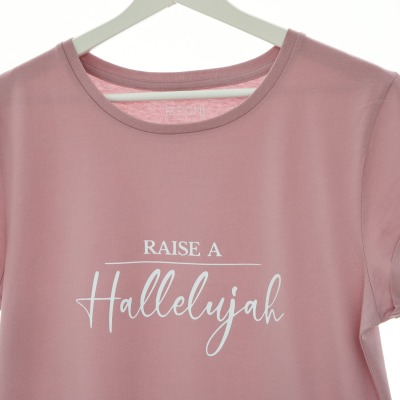 Damen T-Shirt Raise a Hallelujah - altrosa - rolled sleeve