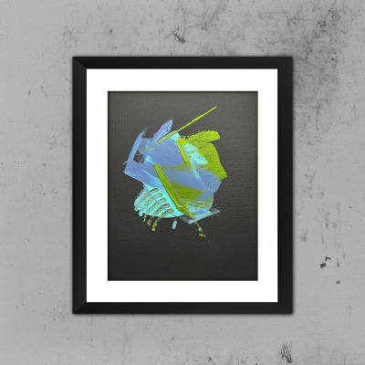 Frog - Black Editon 2/3 - Handgemaltes abstraktes Bild auf Leinwand Panel mit hochwertigen