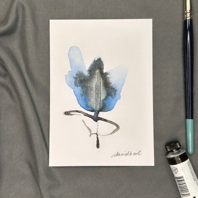 Lilie - Handgemachte Karte mit hochwertiger Tinte