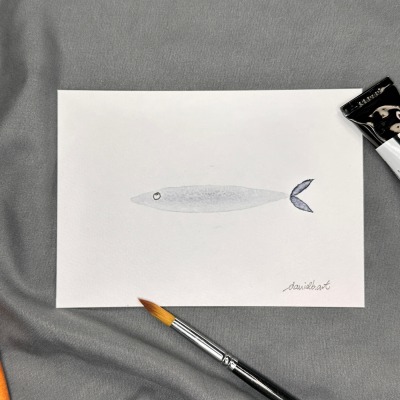 Fish - Handgemachte Karte mit hochwertiger Tinte