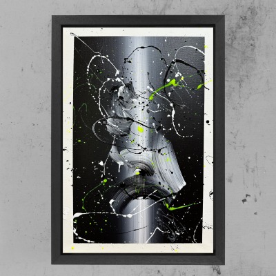 Vortex Reflexgelb - Handgemaltes abstraktes Bild auf Leinwand mit hochwertigen Acrylfarben:
