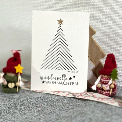Schöne Weihnachtskarte - Wundervolle Weihnachten - handgemalte Karte A6 mit hochwertiger