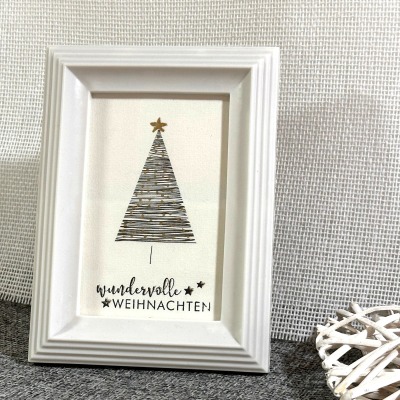 Wunderschöne Weihnachtskarte mit einem schwarz/ goldenem Weihnachtsbaum - handgemalte Karte A6