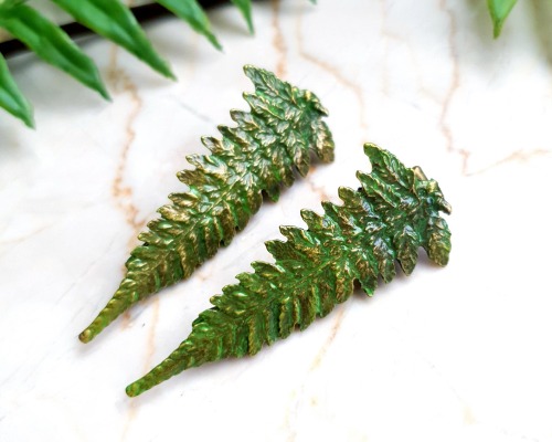 Haarspangen Haarclips bronze silber Fern Queendom grün vintage
