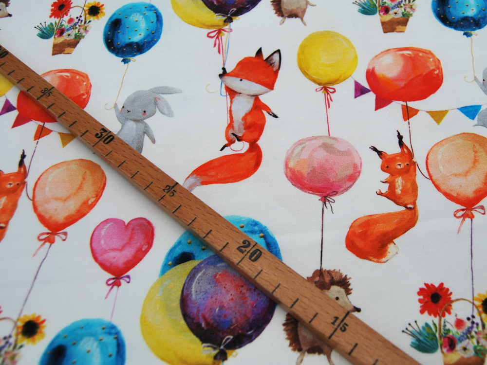 French Terry - Party Time - Tiere und und Luftballons - 05 Meter 2