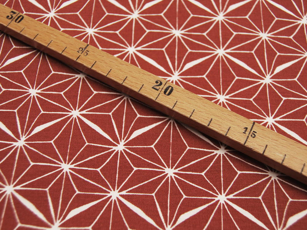 Beschichtete Baumwolle - ABSTRACT - Graphisches Muster auf Brick Red / Ziegelrot 0,5 m 2