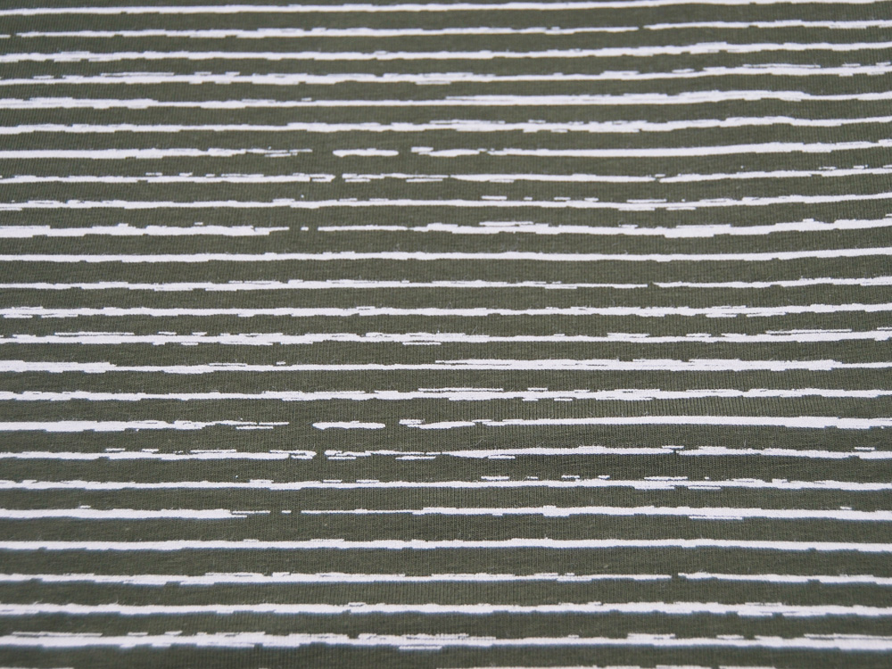 Jersey - Streifen in Weiß auf Army / Olivgrün - 0.5 Meter 2