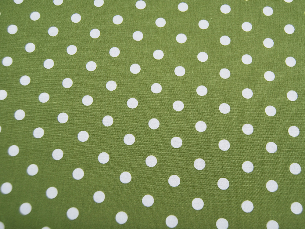 Baumwolle - Weiße Dots auf Grün 0,5 m
