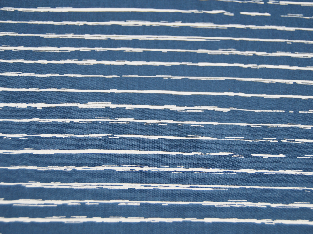 Baumwolle - Weiße Streifen auf Jeansblau - 0,5 m 2
