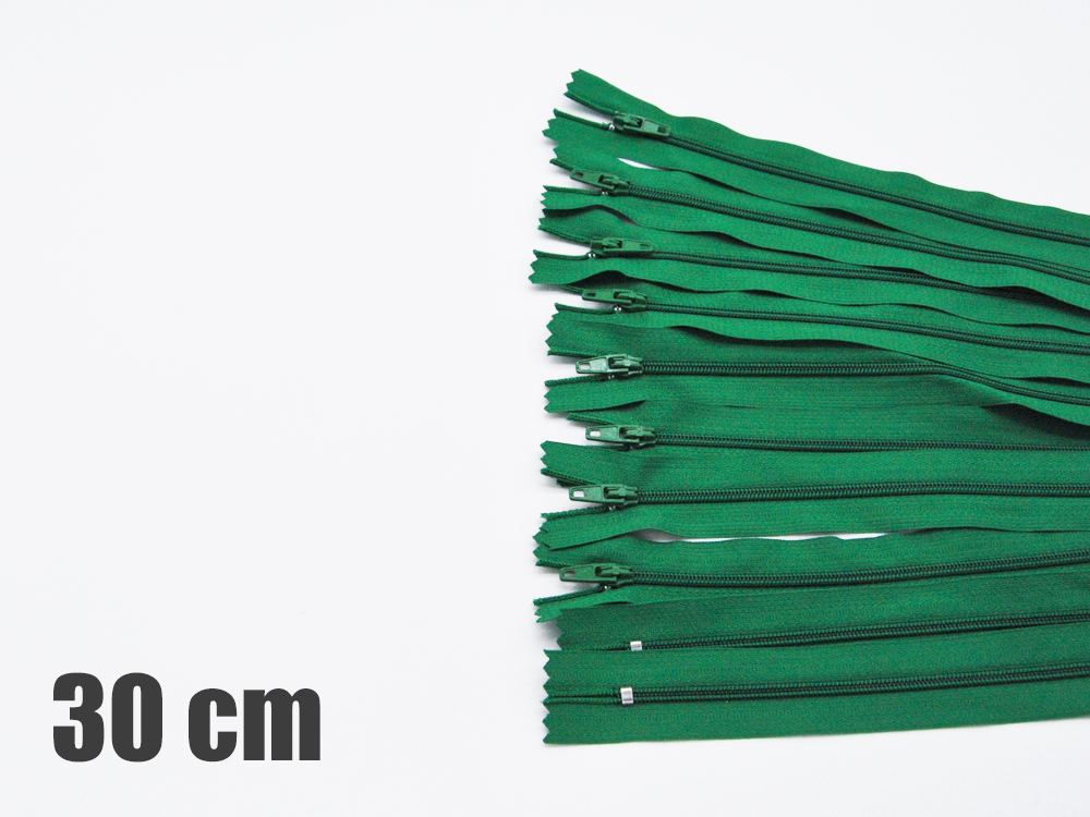 10 x 30cm grüne Reißverschlüsse