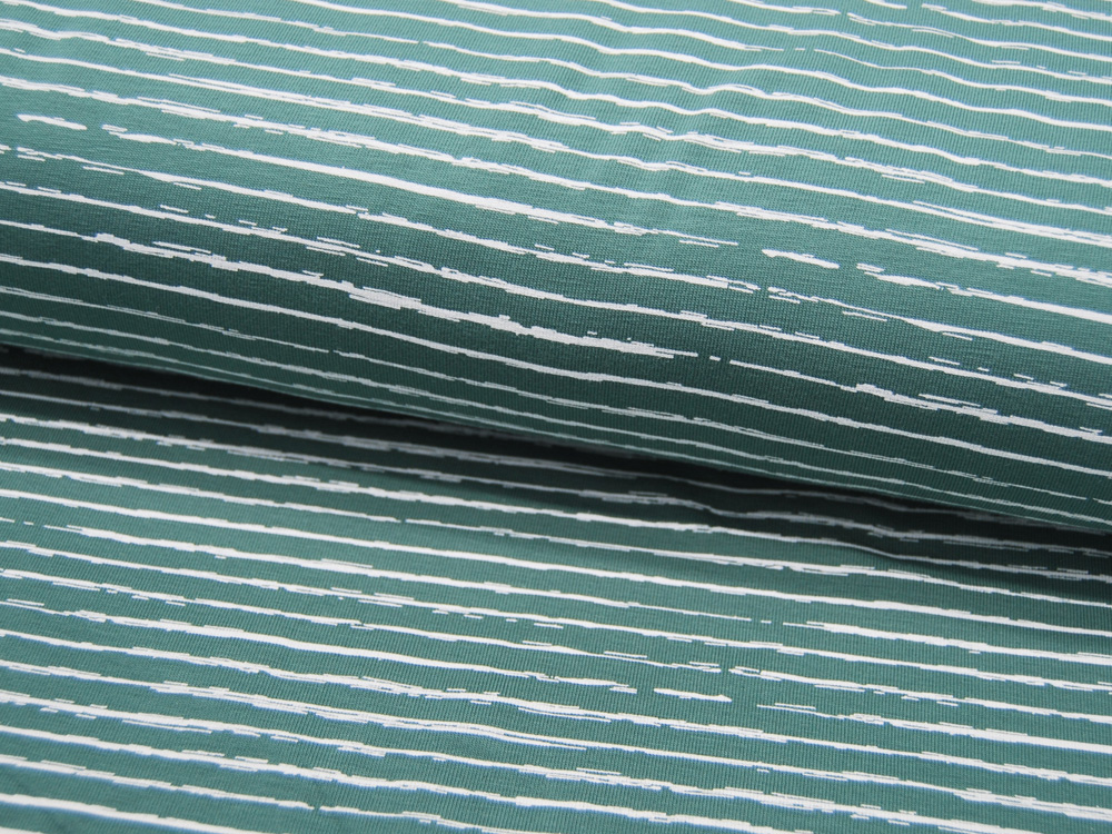 Jersey - Streifen in Dusty Green-Weiß - 0.5 Meter