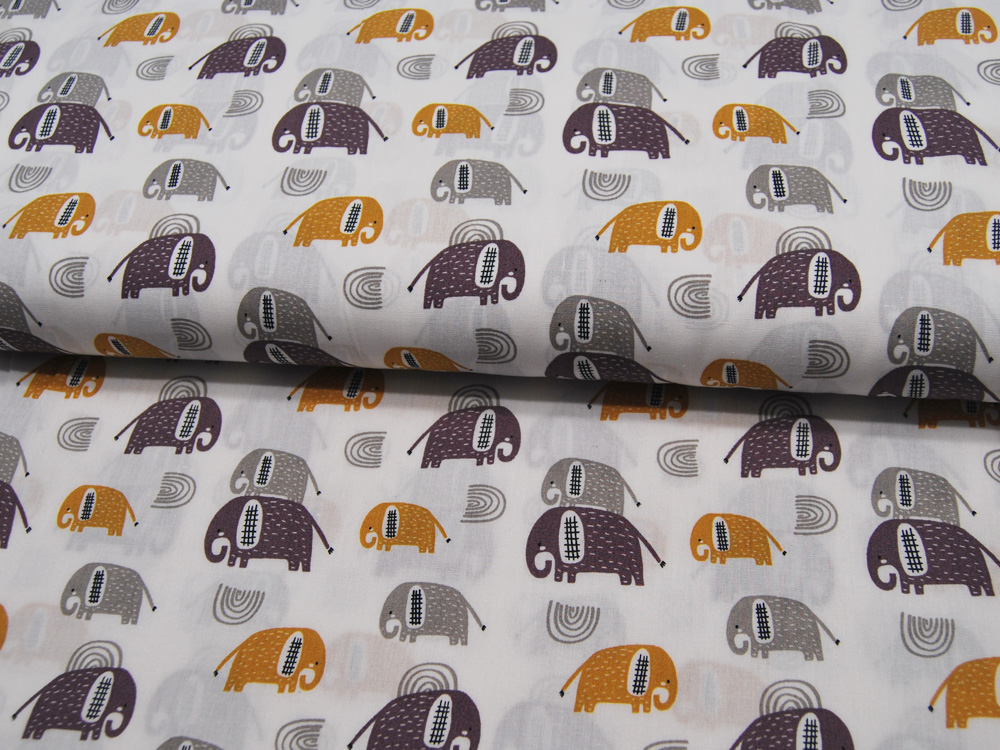 Baumwolle - Snoozy Fabrics - Elephants - Elefanten in Ocker-Braun 0,5m