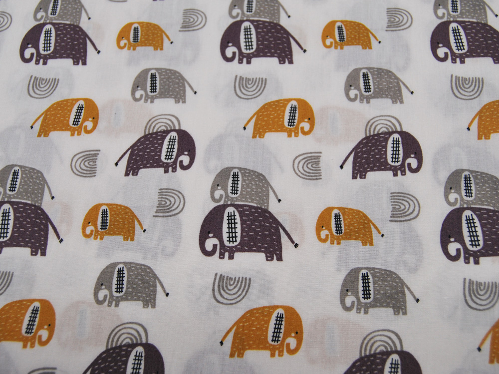 Baumwolle - Snoozy Fabrics - Elephants - Elefanten in Ocker-Braun 0,5m 2