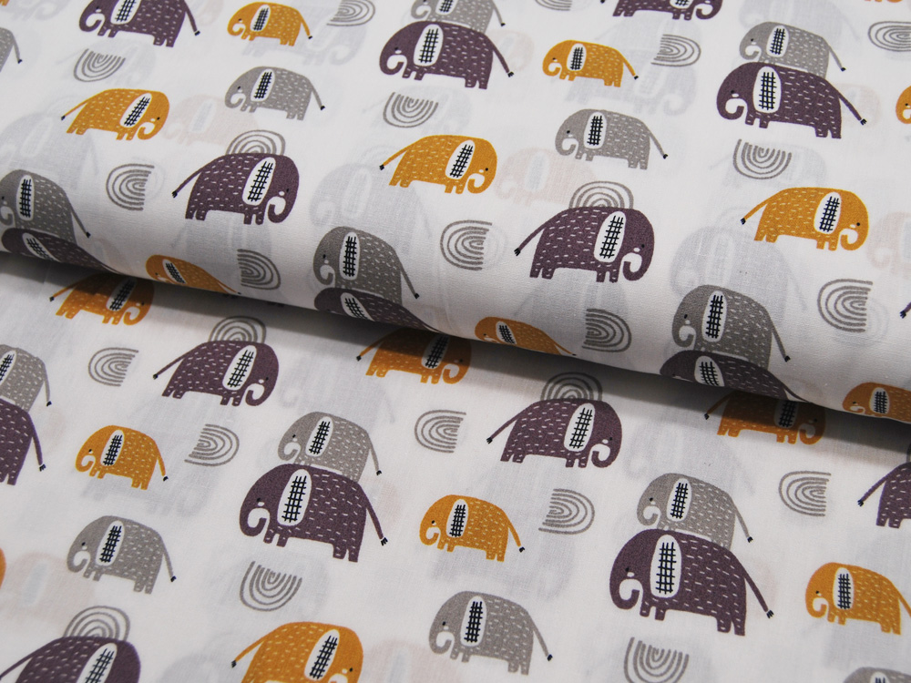 Baumwolle - Snoozy Fabrics - Elephants - Elefanten in Ocker-Braun 0,5m 4