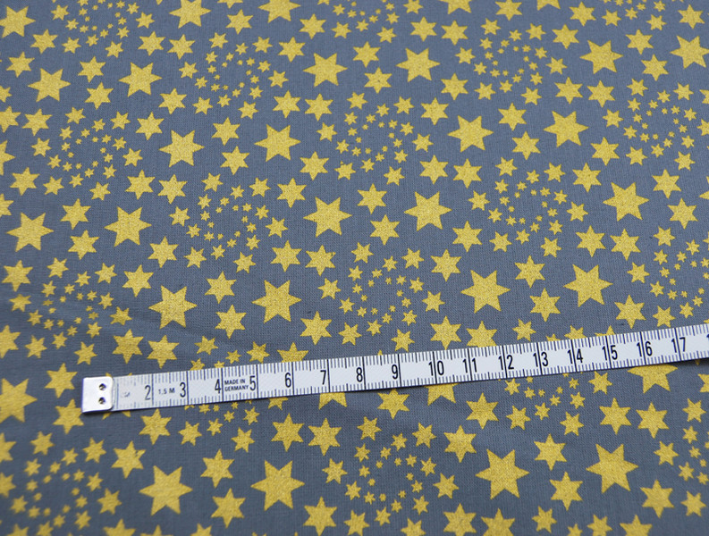 REST Baumwolle Grau mit goldenen Sternen 12m 2