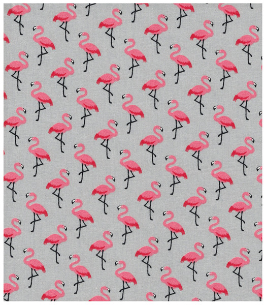 Beschichtete Baumwolle Flamingo auf Grau 50 x 150cm