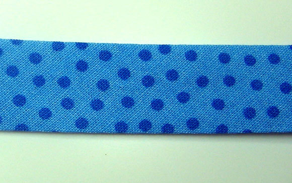 Schrägband 1 Meter hellblau mit dunkelblauen Punkten 2