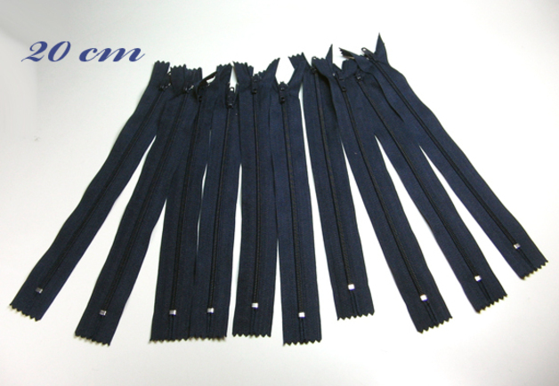 10 x 20cm nachtblaue Reißverschlüsse