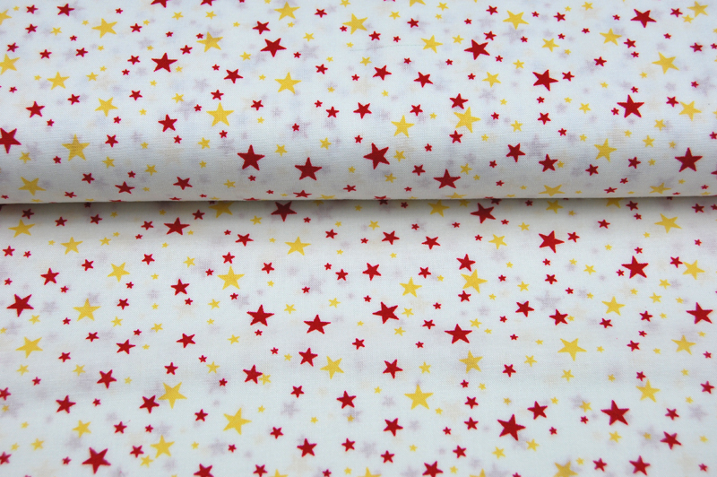 Helle Baumwolle mit gelb-roten Sternen 05 Meter 3
