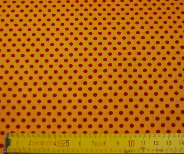 REST Rote Punkte auf sonnengelbe Baumwolle 14 m 3
