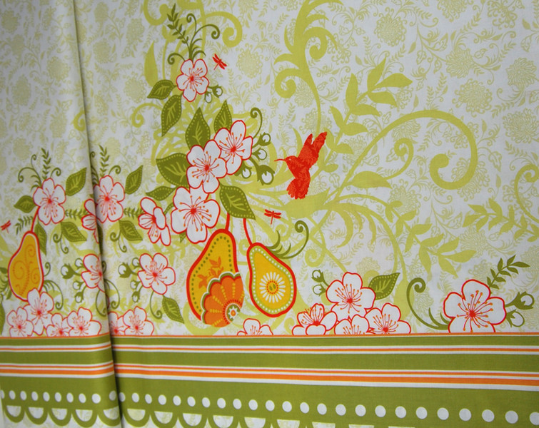 Decadence-Blumen Kolibri Panel Baumwolle 059m