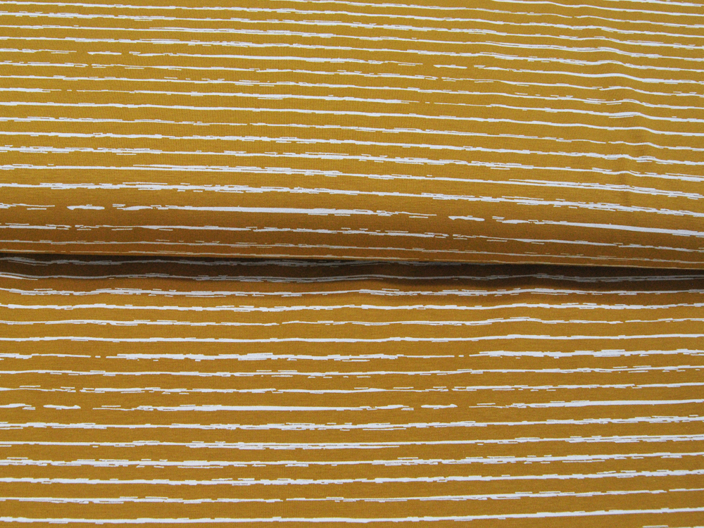 Jersey - Streifen in Ocker-Weiß - 0.5 Meter