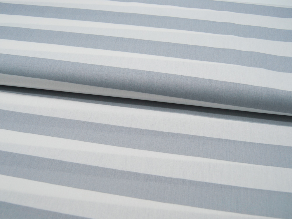 Baumwolle - Stripe - Breite Streifen Hellgrau-Weiss 0,5 meter 4