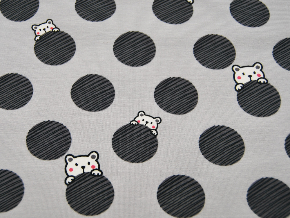 Jersey - Kätzchen - graphisches Muster auf Grau 0,5 Meter 3