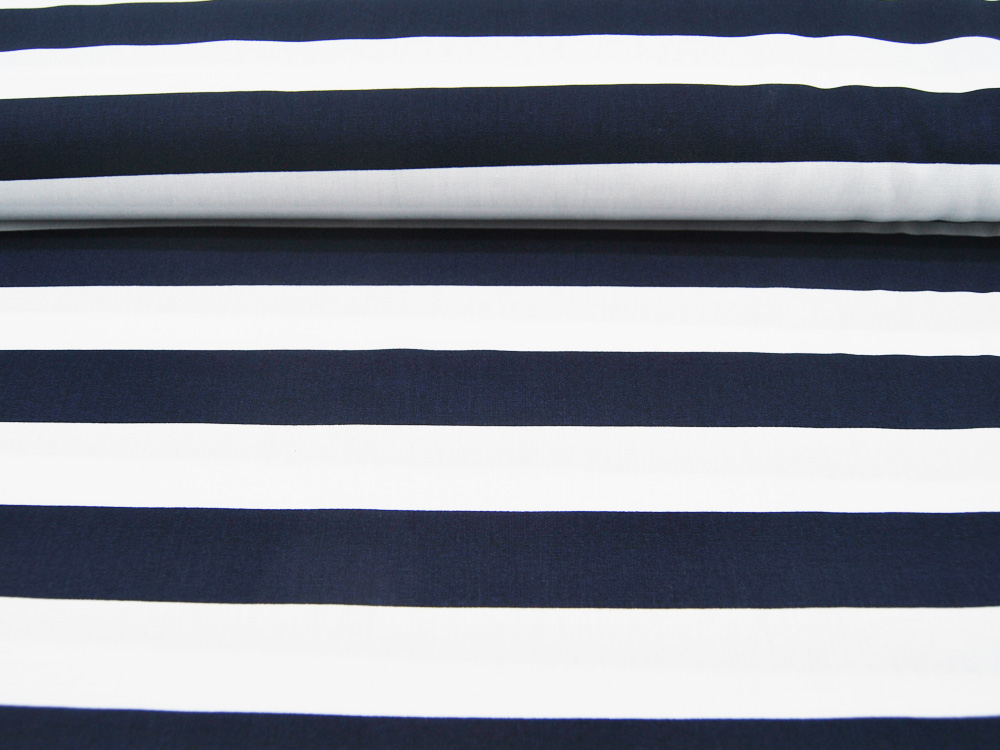 Baumwolle - Stripe - Breite Streifen Dunkelblau-Weiss 0,5 meter 4