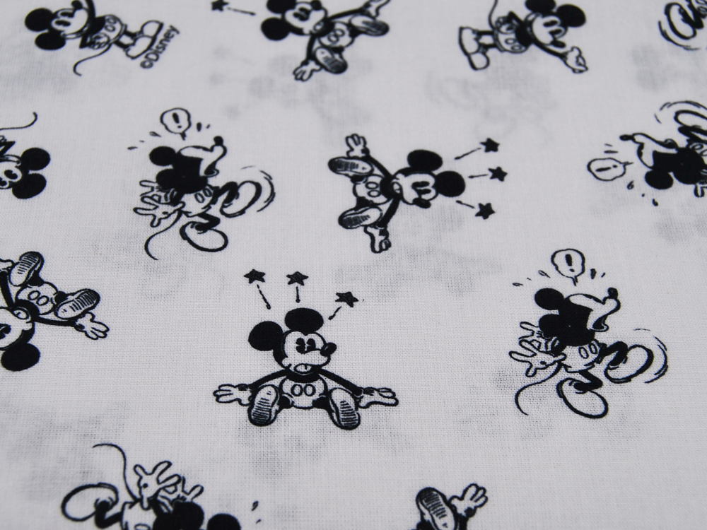 Baumwolle - Mickey Mouse - in Schwarz-Weiß 05m 2