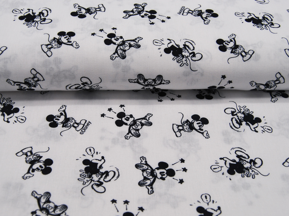 Baumwolle - Mickey Mouse - in Schwarz-Weiß 05m 3