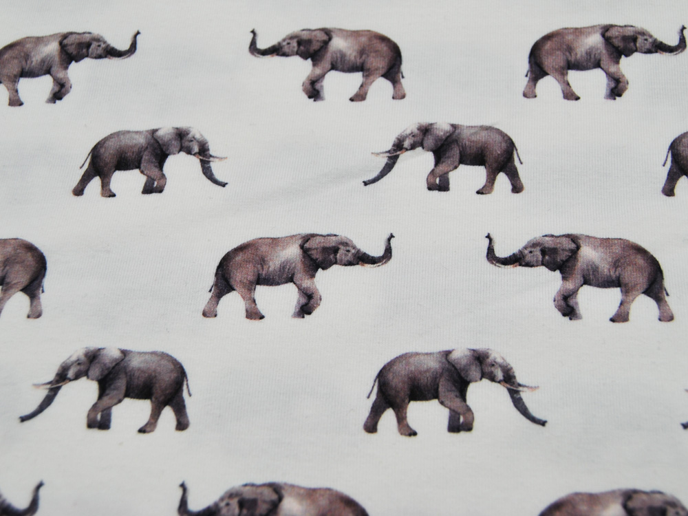 Jersey - Elefanten auf Creme - Digitaldruck - 05 Meter 3